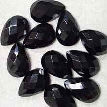 13X20MM FACETED PEAR CABOCHON BLACK ONYX(6PCS /BAG)